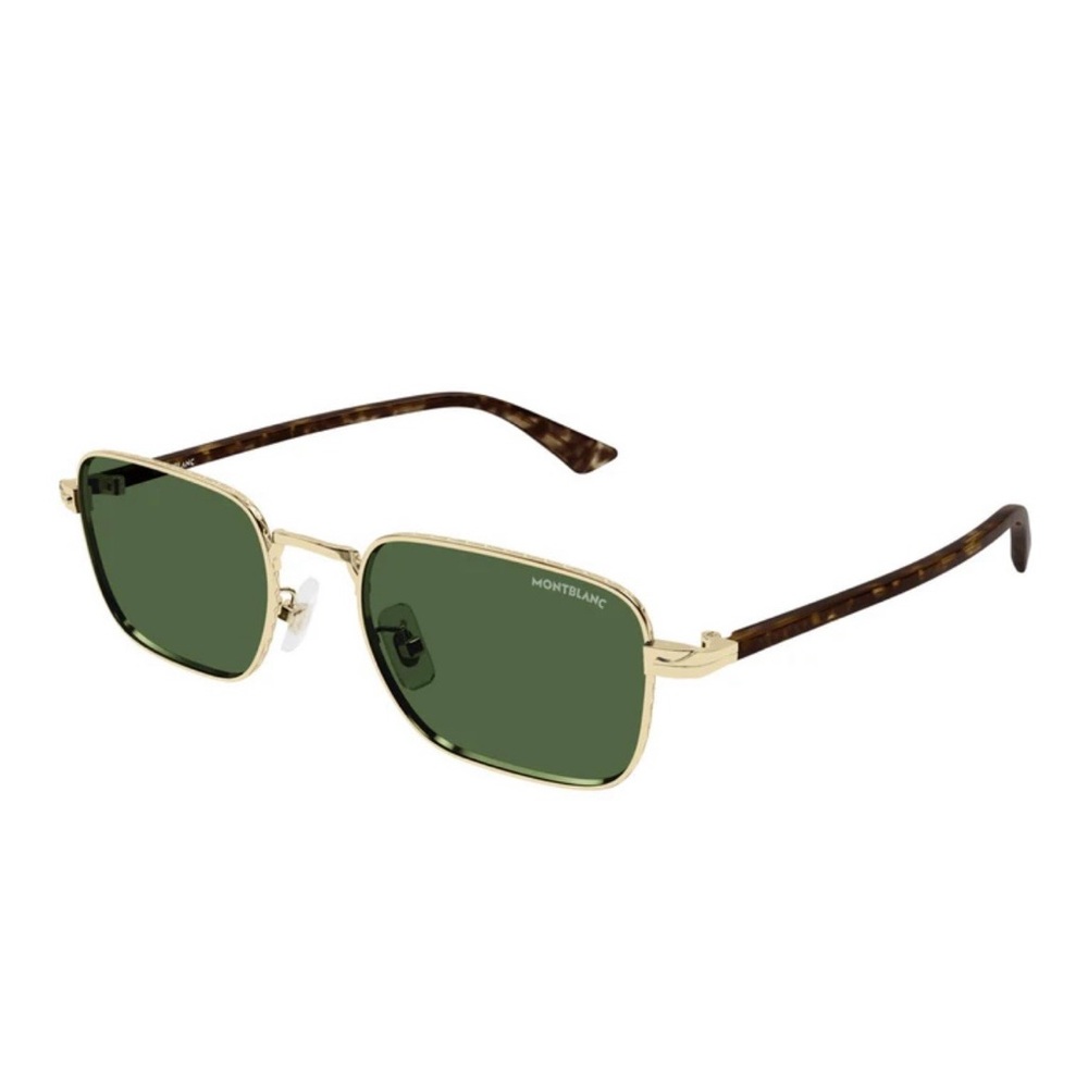 Men’s Montblanc Gold Frame Sunglasses Green Lenses (NWT)